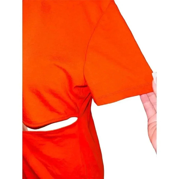FUTURE
COLLECTIVE  Orange Knotted Cut-Out T-Shirt Dress Size M Short Sleeve - Picture 4 of 13